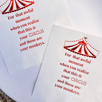 This Is Your Circus and Those Are Your Monkeys Paper Cocktail Napkins
