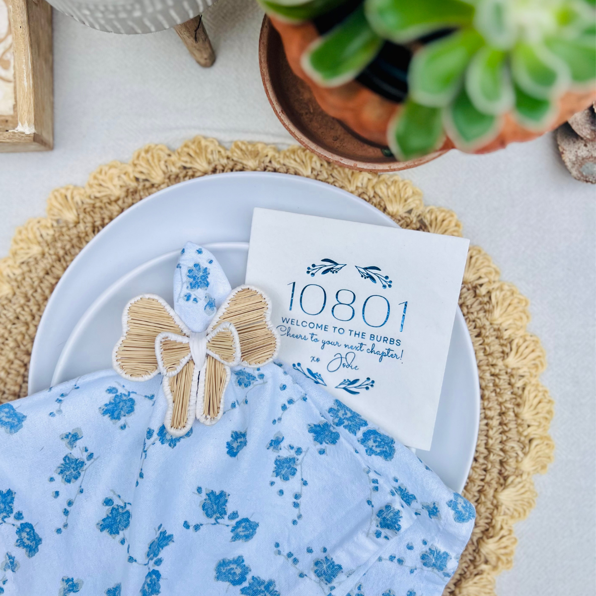 New Home Zip Code Customizable Foil Stamped Paper Napkins