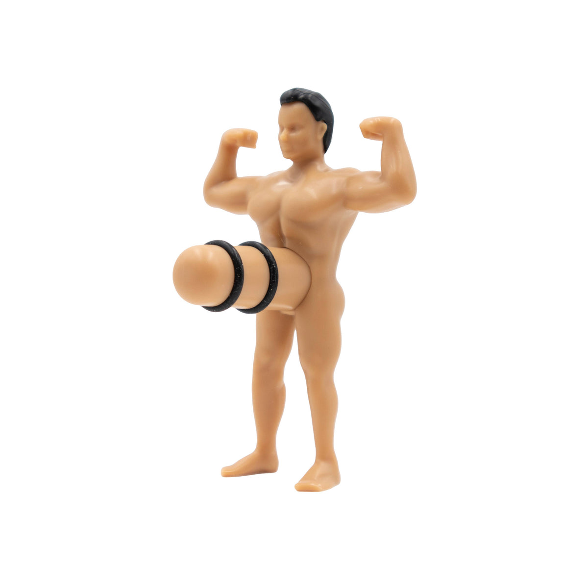 Wine bottle stopper of a naked figurine  of a muscular man on a white background