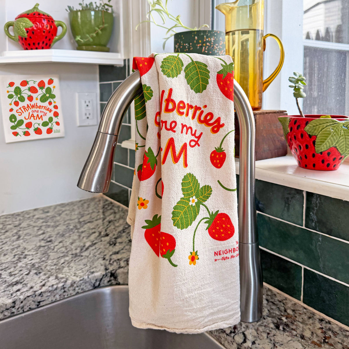 "Strawberries Are My Jam" Kitchen Tea Towel